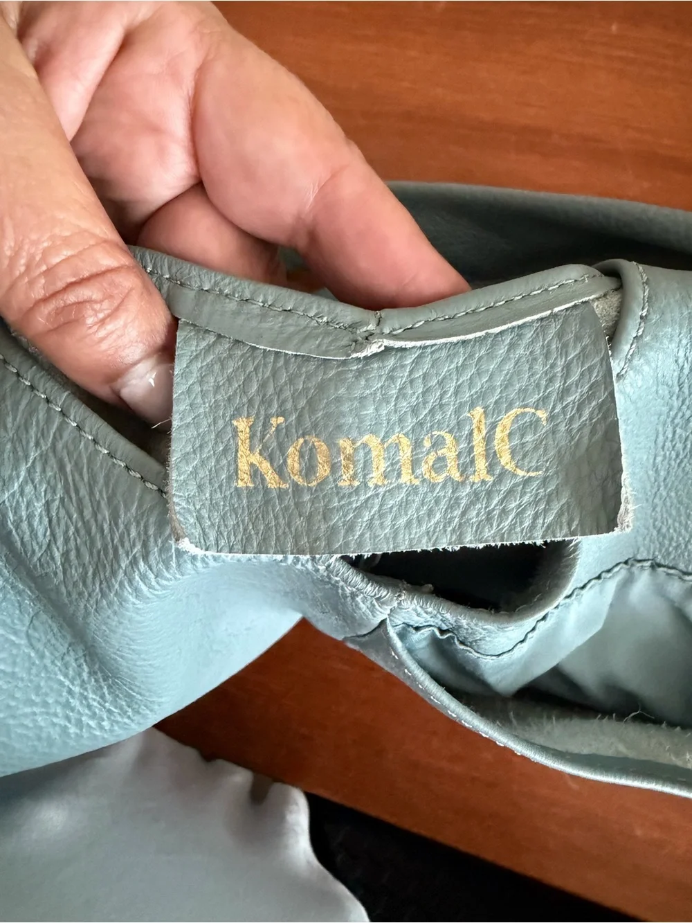 Soft Blue Green Grey Leather Hobo Bag - Women's Shoulder Tote